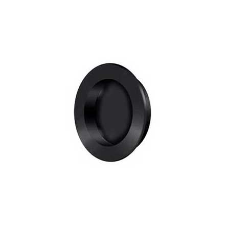 Deltana [FP238U19] Solid Brass Pocket Door Flush Pull - Round - Paint Black - 2 3/8&quot; Dia.