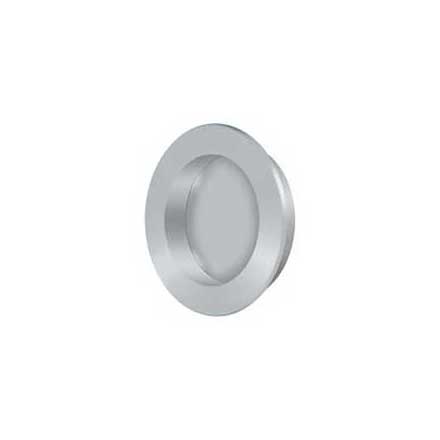 Deltana [FP238U26D] Solid Brass Pocket Door Flush Pull - Round - Brushed Chrome - 2 3/8&quot; Dia.