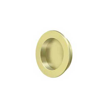 Deltana [FP238U3] Solid Brass Pocket Door Flush Pull - Round - Polished Brass - 2 3/8&quot; Dia.