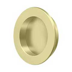 Deltana [FP238U3-UNL] Solid Brass Pocket Door Flush Pull - Round - Polished Brass (Unlacquered) - 2 3/8&quot; Dia.