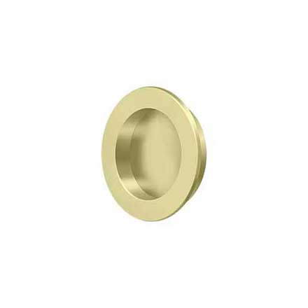 Deltana [FP238U3-UNL] Solid Brass Pocket Door Flush Pull - Round - Polished Brass (Unlacquered) - 2 3/8&quot; Dia.