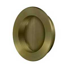 Deltana [FP238U5] Solid Brass Pocket Door Flush Pull - Round - Antique Brass - 2 3/8&quot; Dia.