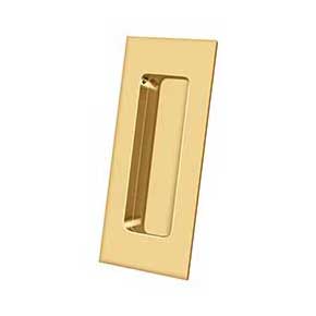 Deltana [FP40CR003] Solid Brass Pocket Door Flush Pull - Rectangular - Polished Brass (PVD) - 4" L