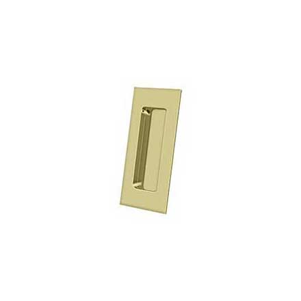 Deltana [FP40U3-UNL] Solid Brass Pocket Door Flush Pull - Rectangular - Polished Brass (Unlacquered) - 4&quot; L