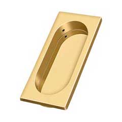 Deltana [FP4134CR003] Solid Brass Pocket Door Flush Pull - Large Rectangle w/ Oval - Polished Brass (PVD) - 3 7/8&quot; L
