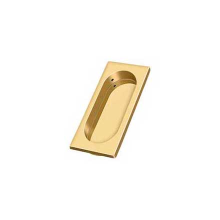 Deltana [FP4134CR003] Solid Brass Pocket Door Flush Pull - Large Rectangle w/ Oval - Polished Brass (PVD) - 3 7/8" L