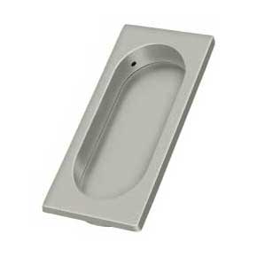 Deltana [FP4134U15] Solid Brass Pocket Door Flush Pull - Large Rectangle w/ Oval - Brushed Nickel - 3 7/8" L