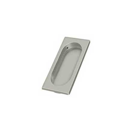 Deltana [FP4134U15] Solid Brass Pocket Door Flush Pull - Large Rectangle w/ Oval - Brushed Nickel - 3 7/8" L