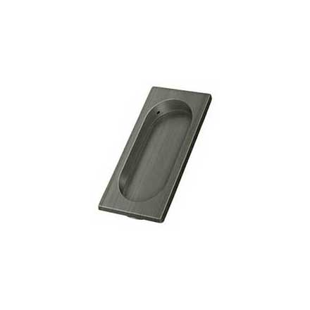 Deltana [FP4134U15A] Solid Brass Pocket Door Flush Pull - Large Rectangle w/ Oval - Antique Nickel - 3 7/8&quot; L