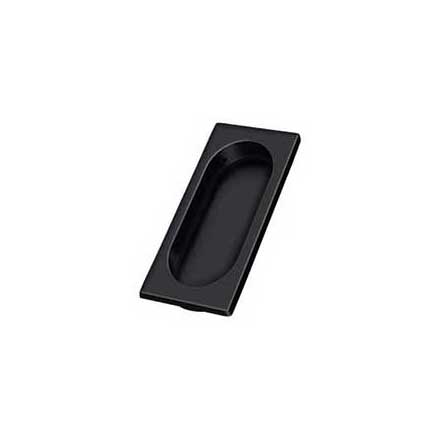 Deltana [FP4134U19] Solid Brass Pocket Door Flush Pull - Large Rectangle w/ Oval - Paint Black - 3 7/8&quot; L