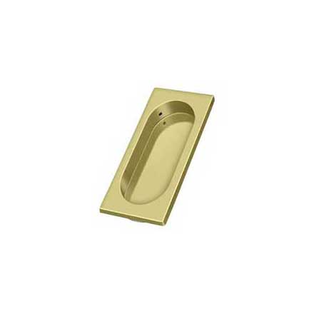 Deltana [FP4134U3] Solid Brass Pocket Door Flush Pull - Large Rectangle w/ Oval - Polished Brass - 3 7/8&quot; L