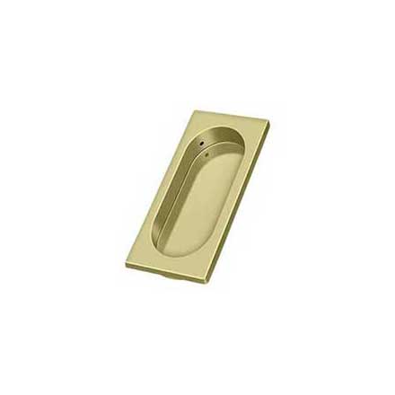 Deltana [FP4134U3-UNL] Solid Brass Pocket Door Flush Pull - Large Rectangle w/ Oval - Polished Brass (Unlacquered) - 3 7/8&quot; L