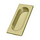 Deltana [FP4134U3-UNL] Solid Brass Pocket Door Flush Pull - Large Rectangle w/ Oval - Polished Brass (Unlacquered) - 3 7/8&quot; L