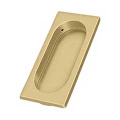 Deltana [FP4134U4] Solid Brass Pocket Door Flush Pull - Large Rectangle w/ Oval - Brushed Brass - 3 7/8&quot; L