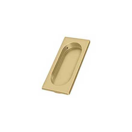 Deltana [FP4134U4] Solid Brass Pocket Door Flush Pull - Large Rectangle w/ Oval - Brushed Brass - 3 7/8&quot; L