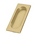 Deltana [FP4134U4] Solid Brass Pocket Door Flush Pull - Large Rectangle w/ Oval - Brushed Brass - 3 7/8" L