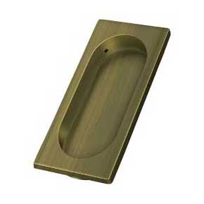 Deltana [FP4134U5] Solid Brass Pocket Door Flush Pull - Large Rectangle w/ Oval - Antique Brass - 3 7/8" L
