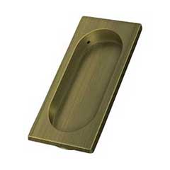 Deltana [FP4134U5] Solid Brass Pocket Door Flush Pull - Large Rectangle w/ Oval - Antique Brass - 3 7/8&quot; L