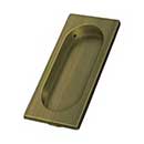 Deltana [FP4134U5] Solid Brass Pocket Door Flush Pull - Large Rectangle w/ Oval - Antique Brass - 3 7/8&quot; L