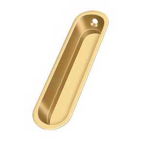 Deltana [FP828CR003] Solid Brass Pocket Door Flush Pull - Large Oblong - Polished Brass (PVD) - 4" L