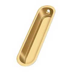 Deltana [FP828CR003] Solid Brass Pocket Door Flush Pull - Large Oblong - Polished Brass (PVD) - 4&quot; L