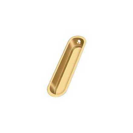 Deltana [FP828CR003] Solid Brass Pocket Door Flush Pull - Large Oblong - Polished Brass (PVD) - 4&quot; L