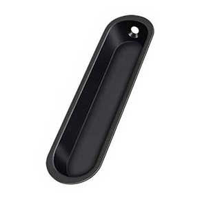 Deltana [FP828U19] Solid Brass Pocket Door Flush Pull - Large Oblong - Paint Black - 4" L