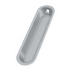 Deltana [FP828U26D] Solid Brass Pocket Door Flush Pull - Large Oblong - Brushed Chrome - 4" L