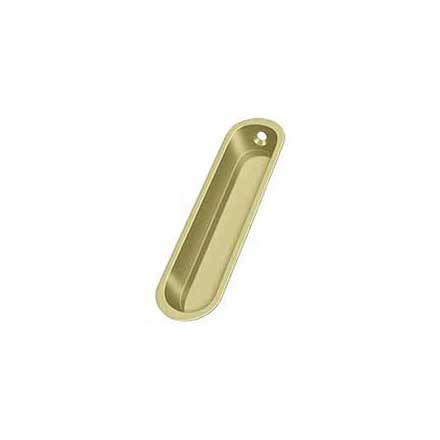 Deltana [FP828U3-UNL] Solid Brass Pocket Door Flush Pull - Large Oblong - Polished Brass (Unlacquered) - 4" L