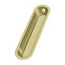 Deltana [FP828U3-UNL] Solid Brass Pocket Door Flush Pull - Large Oblong - Polished Brass (Unlacquered) - 4" L