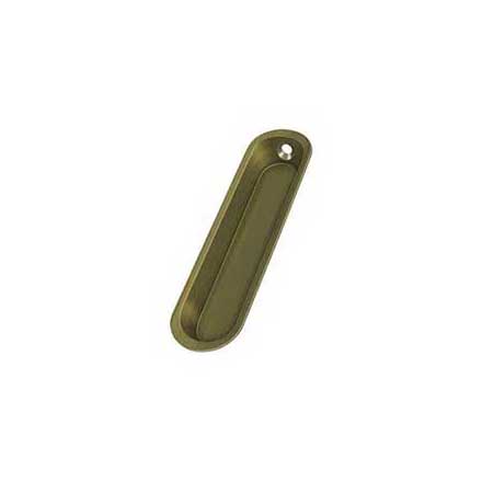 Deltana [FP828U5] Solid Brass Pocket Door Flush Pull - Large Oblong - Antique Brass - 4&quot; L