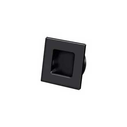 Deltana [FPS234U19] Solid Brass Pocket Door Flush Pull - Square - Paint Black - 2 3/4&quot; Sq.