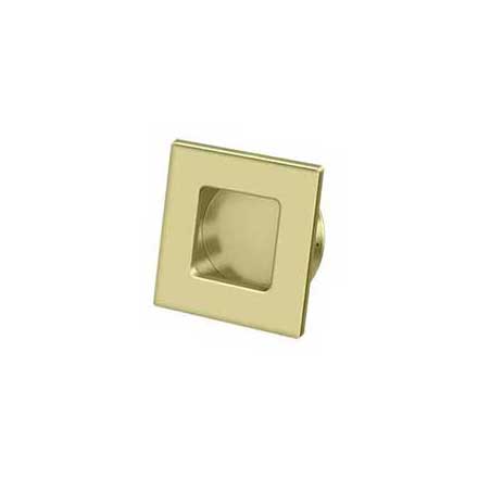 Deltana [FPS234U3-UNL] Solid Brass Pocket Door Flush Pull - Square - Polished Brass (Unlacquered) - 2 3/4&quot; Sq.