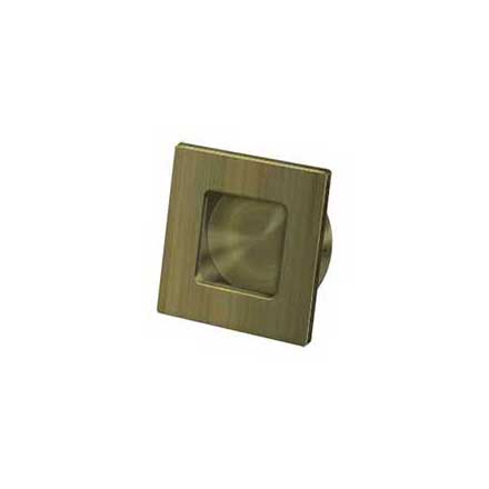 Deltana [FPS234U5] Solid Brass Pocket Door Flush Pull - Square - Antique Brass - 2 3/4" Sq.
