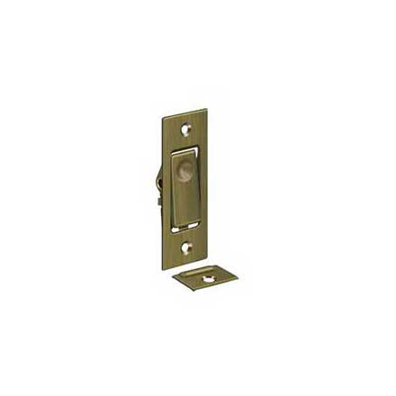 Deltana [PDB42U5] Solid Brass Pocket Door Jamb Bolt - Antique Brass - 3" L