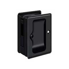 Deltana [SDAR325U19] Solid Brass Pocket Door Privacy Lock Receiver - Adjustable - Paint Black - 3 1/4&quot; L