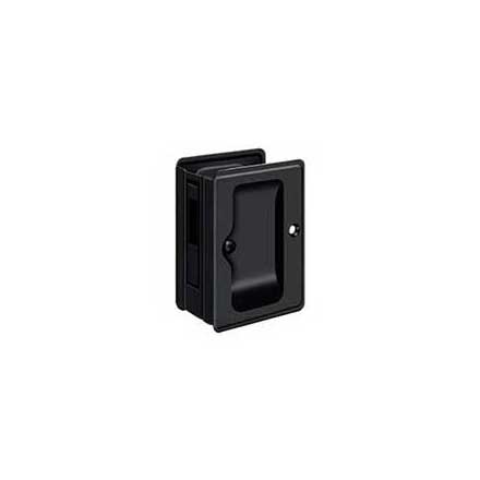 Deltana [SDAR325U19] Solid Brass Pocket Door Privacy Lock Receiver - Adjustable - Paint Black - 3 1/4&quot; L