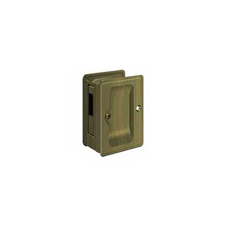 Deltana [SDAR325U5] Solid Brass Pocket Door Privacy Lock Receiver - Adjustable - Antique Brass - 3 1/4" L