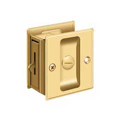 Deltana [SDL25CR003] Solid Brass Pocket Door Privacy Lock - Polished Brass (PVD) - 2 1/2&quot; L