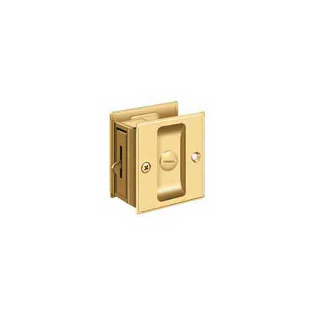 Deltana [SDL25CR003] Solid Brass Pocket Door Privacy Lock - Polished Brass (PVD) - 2 1/2" L