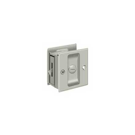 Deltana [SDL25U15] Solid Brass Pocket Door Privacy Lock - Brushed Nickel - 2 1/2&quot; L