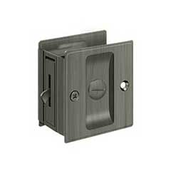 Deltana [SDL25U15A] Solid Brass Pocket Door Privacy Lock - Antique Nickel - 2 1/2&quot; L
