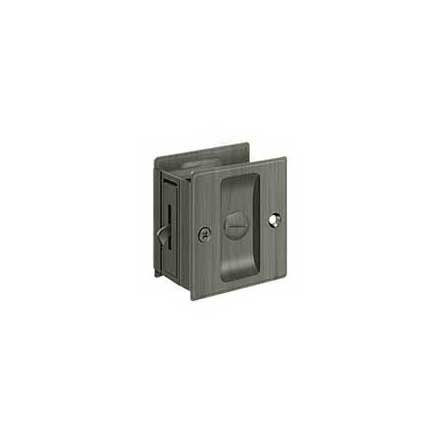 Deltana [SDL25U15A] Solid Brass Pocket Door Privacy Lock - Antique Nickel - 2 1/2" L