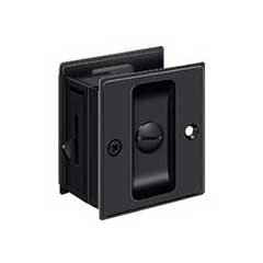 Deltana [SDL25U19] Solid Brass Pocket Door Privacy Lock - Paint Black - 2 1/2&quot; L