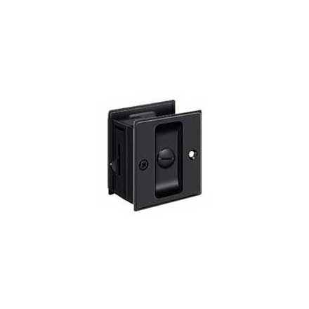 Deltana [SDL25U19] Solid Brass Pocket Door Privacy Lock - Paint Black - 2 1/2&quot; L