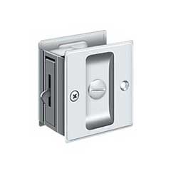 Deltana [SDL25U26] Solid Brass Pocket Door Privacy Lock - Polished Chrome - 2 1/2&quot; L