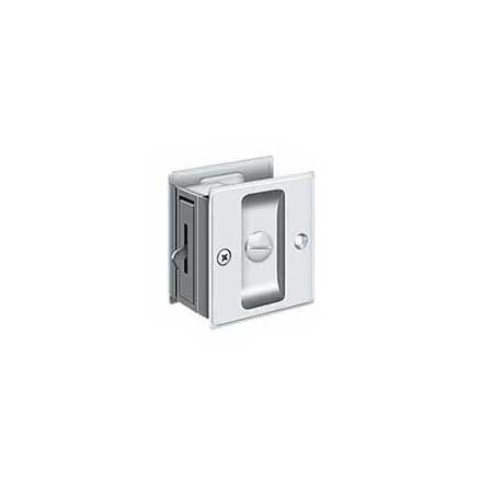 Deltana [SDL25U26] Solid Brass Pocket Door Privacy Lock - Polished Chrome - 2 1/2&quot; L