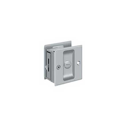 Deltana [SDL25U26D] Solid Brass Pocket Door Privacy Lock - Brushed Chrome - 2 1/2&quot; L