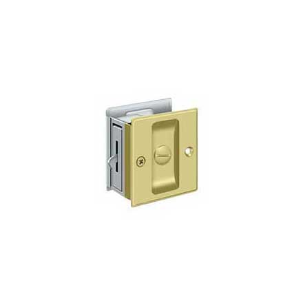 Deltana [SDL25U3/26] Solid Brass Pocket Door Privacy Lock - Polished Brass &amp; Polished Chrome - 2 1/2&quot; L