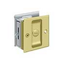 Deltana [SDL25U3/26] Solid Brass Pocket Door Privacy Lock - Polished Brass &amp; Polished Chrome - 2 1/2&quot; L